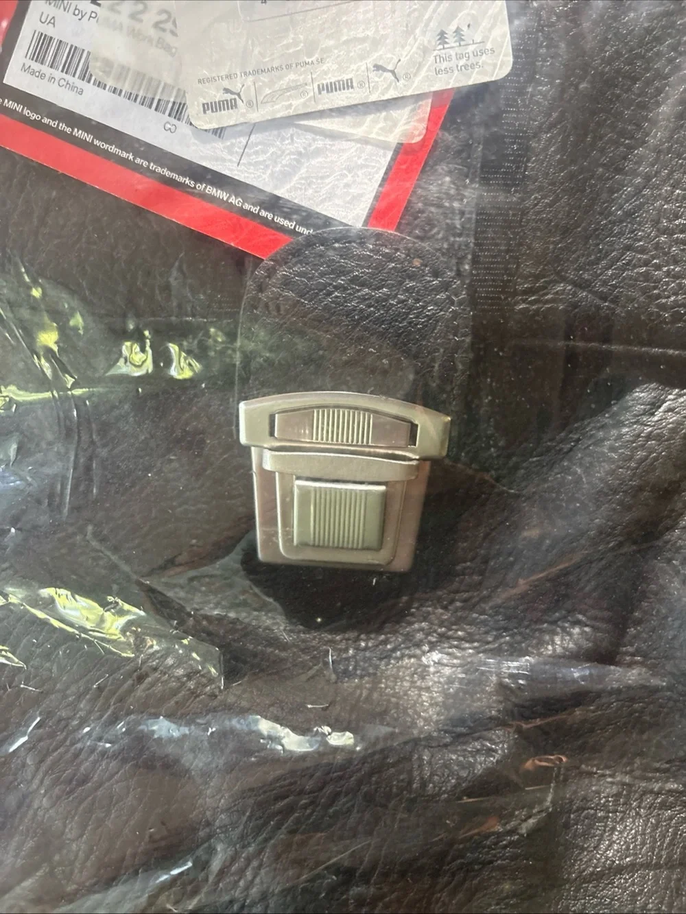 Puma Black Leather Belt with Silver-Tone Buckle